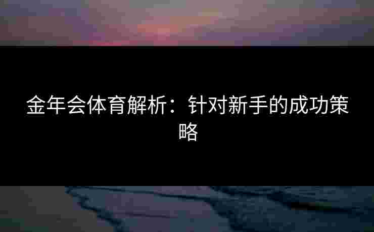 金年会体育解析：针对新手的成功策略